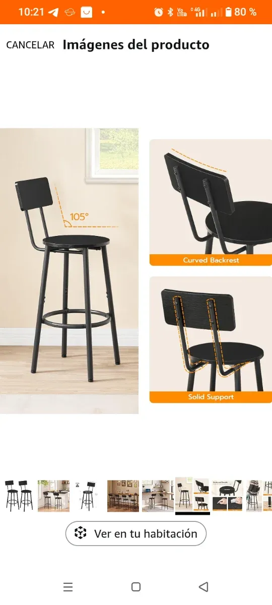 Set di 2 sgabelli alti da cucina in metallo