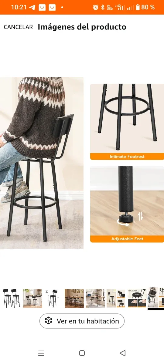 Set di 2 sgabelli alti da cucina in metallo