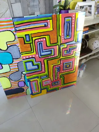 Quadro acrilico astratto dipinto a mano