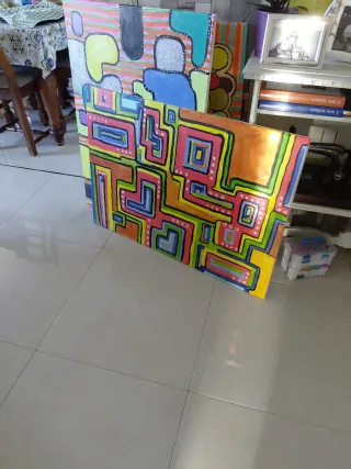 Quadro acrilico astratto dipinto a mano