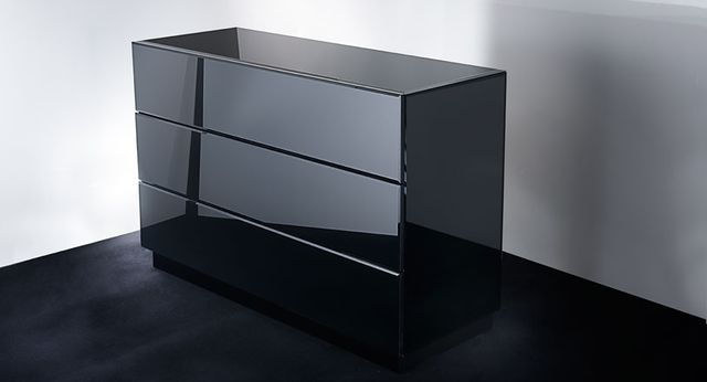 Cómoda de cristal negra y gris