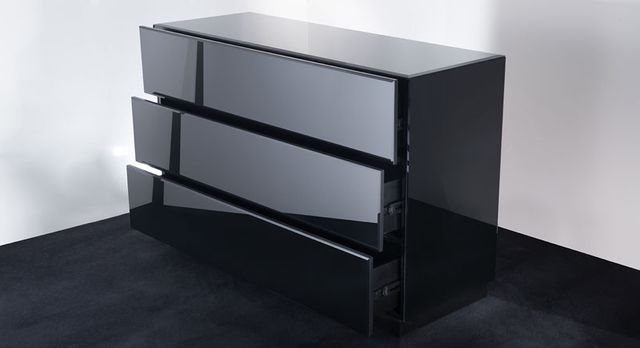 Cómoda de cristal negra y gris