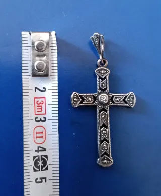 Colgante Cruz Plata Envejecida