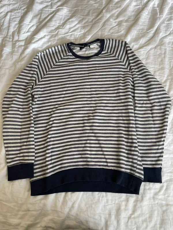 Sudadera Pull & Bear rayas azul y beige XL