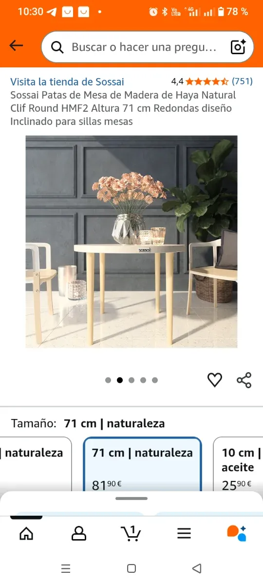 Set di 4 piedini in legno di faggio naturale per tavolo