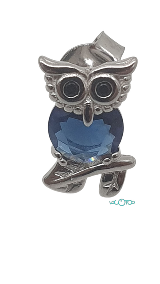 Pendientes De Plata Buho Azul