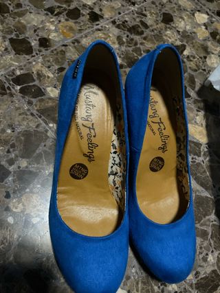 Zapatos Mustang Talla 37 Azul Ante
