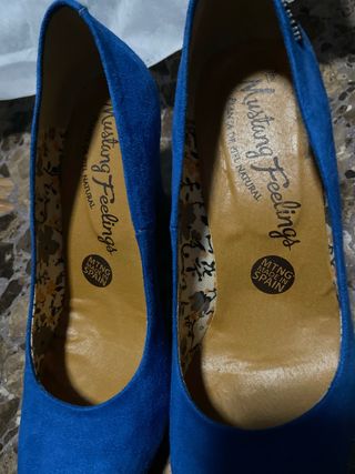 Zapatos Mustang Talla 37 Azul Ante