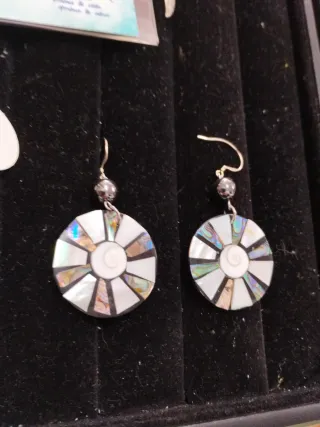 Pendientes abulón ojo Shiva hematite plata
