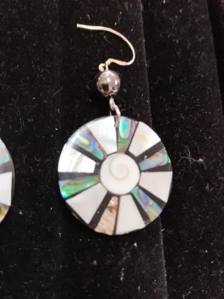 Pendientes abulón ojo Shiva hematite plata