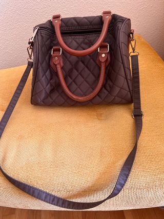 Bolso marrón nylon acolchado