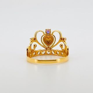ANILLO CORONA CON CIRCONITAS BLANCO Y MORADO 18K