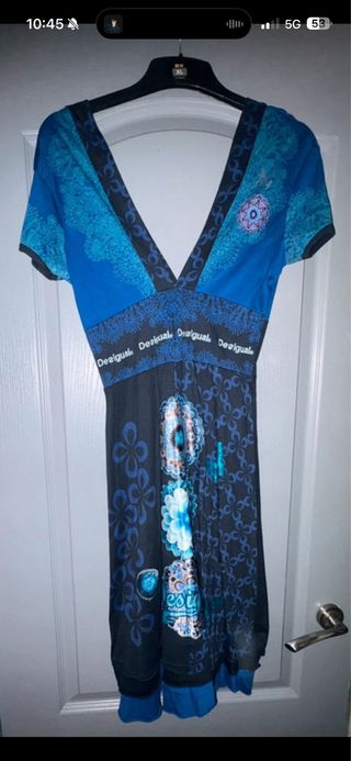 Vestido Desigual azul y negro talla M