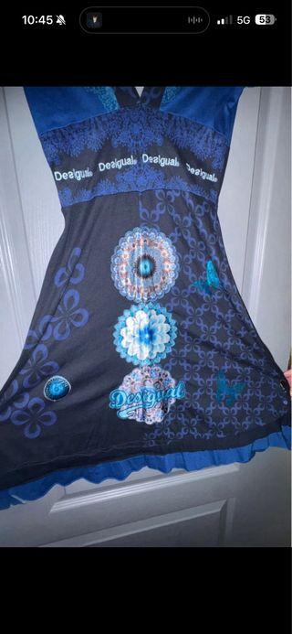 Vestido Desigual azul y negro talla M