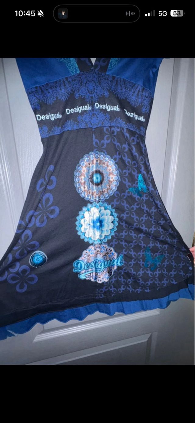 Vestido Desigual azul y negro talla M