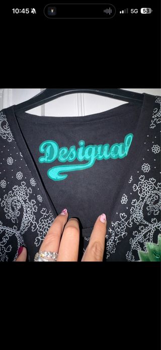 Top Desigual Negro Estampado Talla S