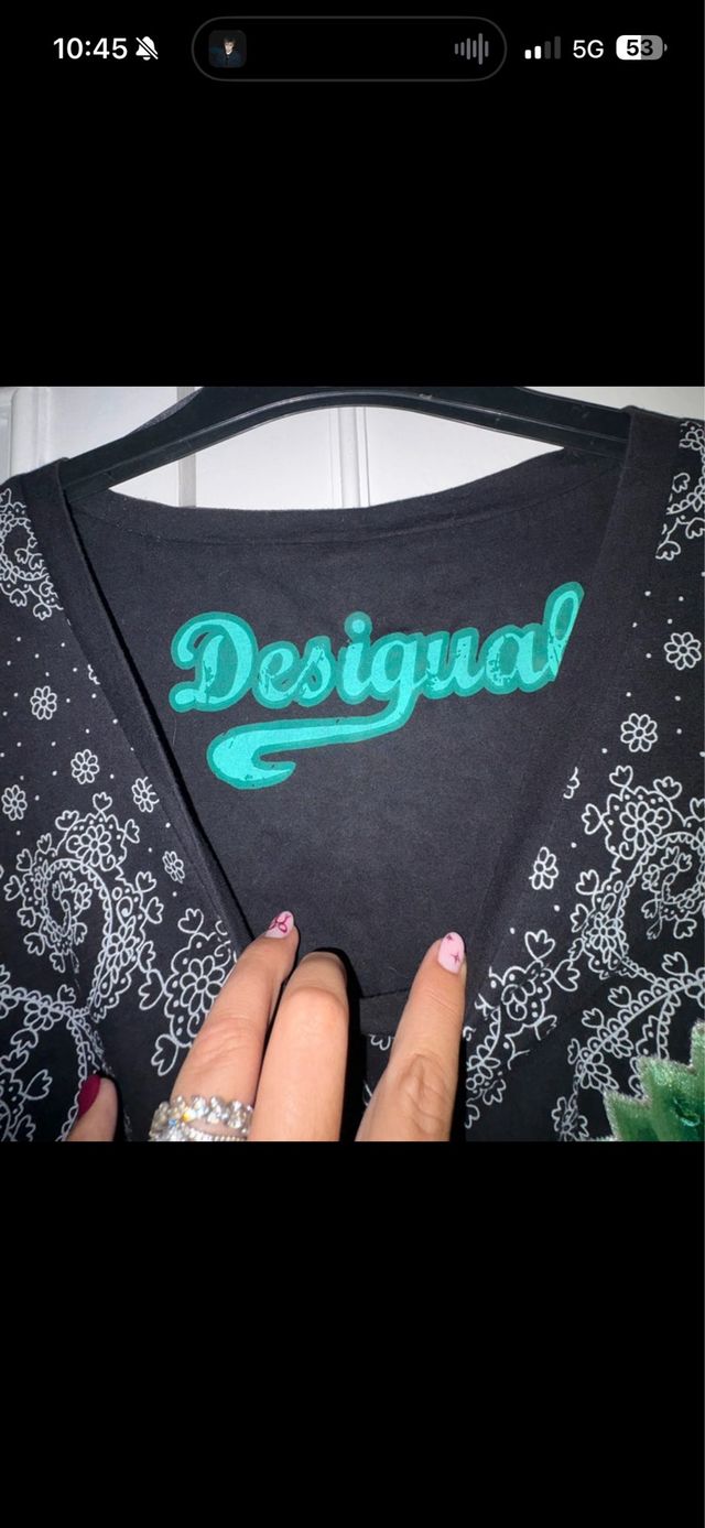 Top Desigual Negro Estampado Talla S