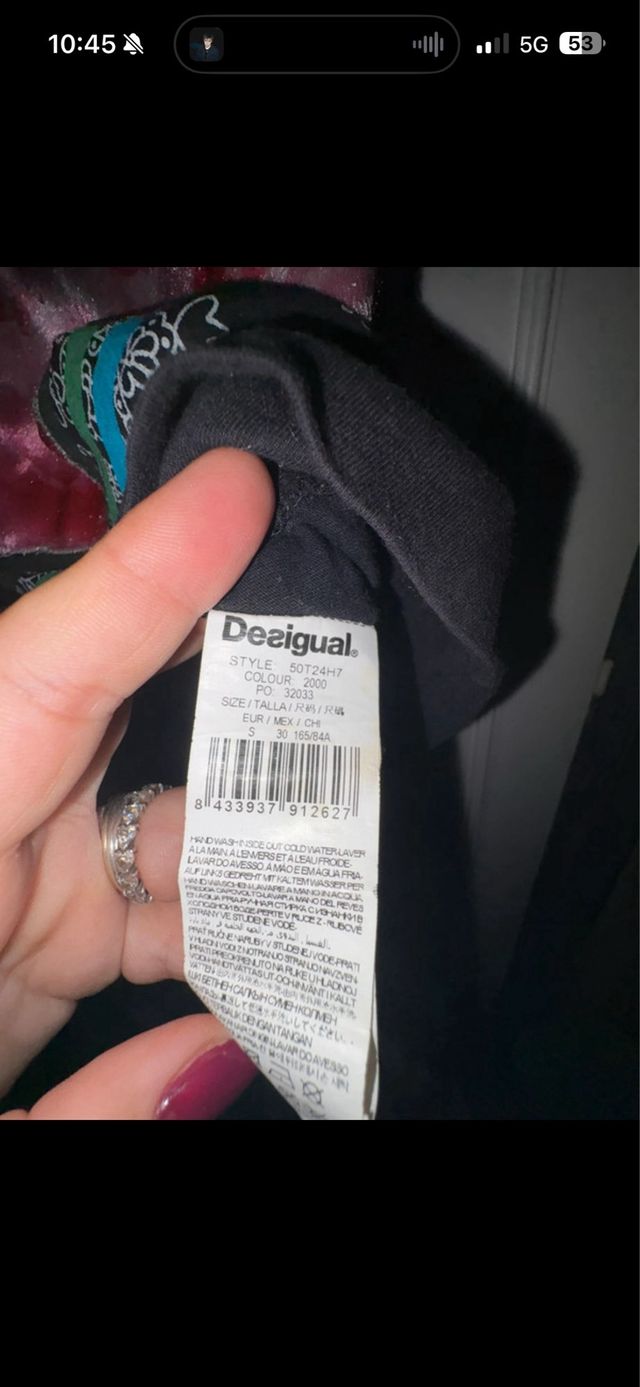 Top Desigual Negro Estampado Talla S