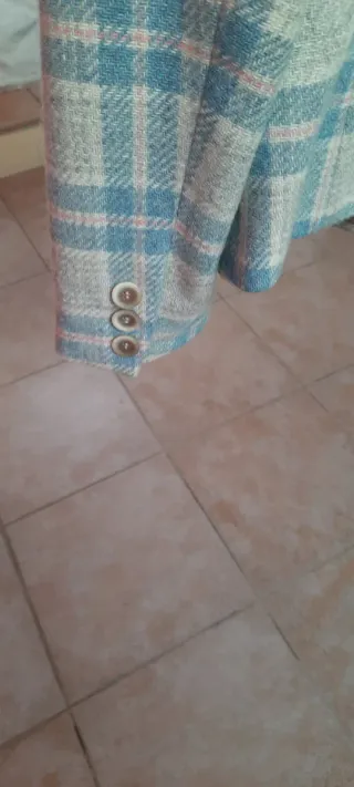 Giacca lana doppiopetto beige/blu