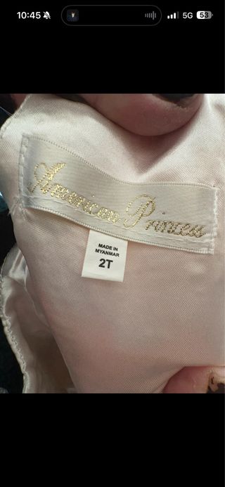 Vestido Princesa Americano Talla 2T niña 2años