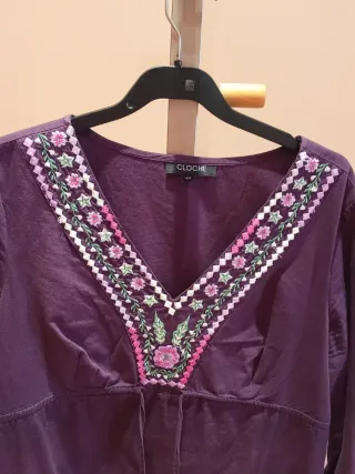 Blusa CLOCHE bordada con cordón