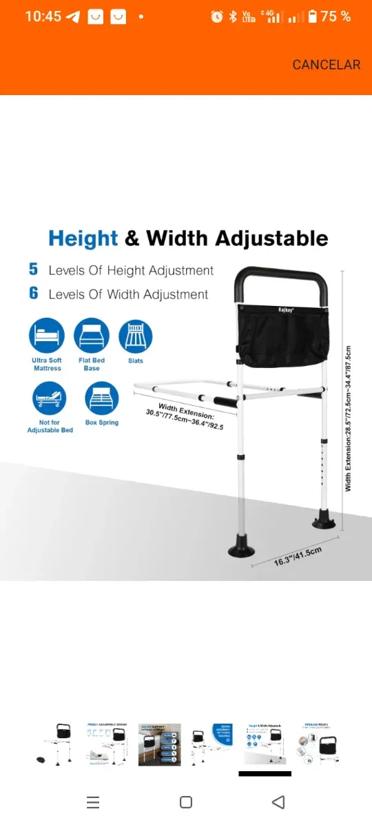 Barriera letto regolabile per adulti XL