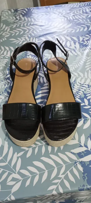 Sandalias cuña mujer negras talla 42 nuevas