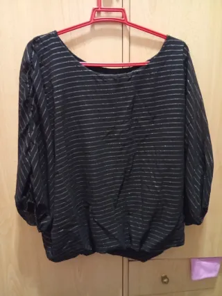 Blusa Talla XL Rayas Plateadas