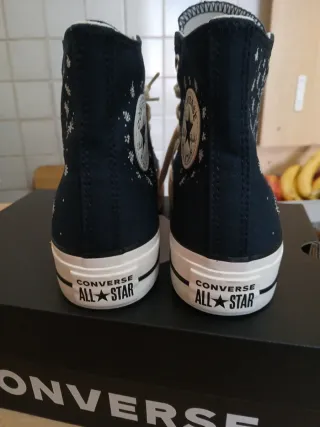 Converse ricamate blu/bianche Tg 38