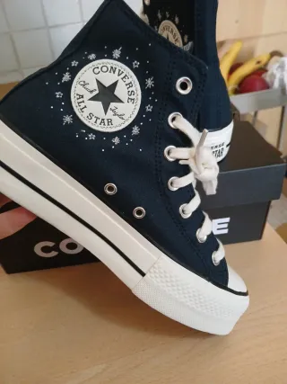 Converse ricamate blu/bianche Tg 38