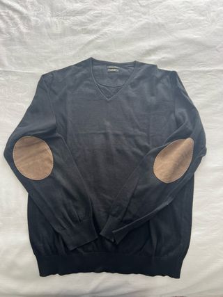 Jersey Negro Hombre con Parches en Codos