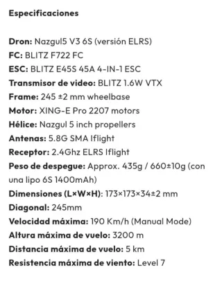 Dron FPV iFlight Nazgul5 V3 Analógico
