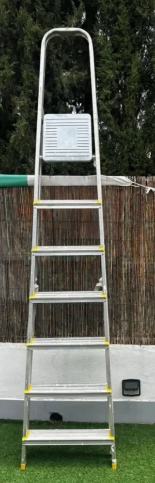 Escalera aluminio 6 peldaños + plataforma.