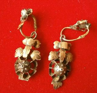 PENDIENTES Isabelinos de Oro y Plata - Siglo XVIII