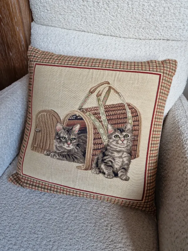 Funda Cojín Gatos Gobelino 40x40cm