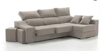 Sofá Chaise Longue Loki 4 Plazas Beige/Gris