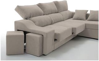 Sofá Chaise Longue Loki 4 Plazas Beige/Gris
