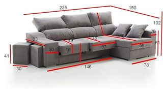 Sofá Chaise Longue Loki 4 Plazas Beige/Gris