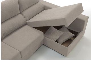 Sofá Chaise Longue Loki 4 Plazas Beige/Gris