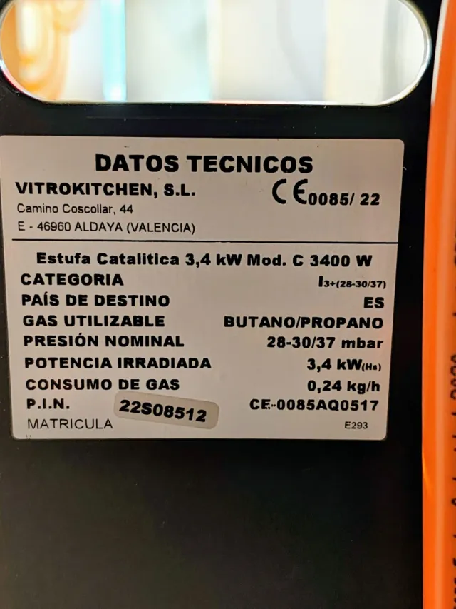 Estufa Gas Catalítica 3.4Kw (Como Nueva)