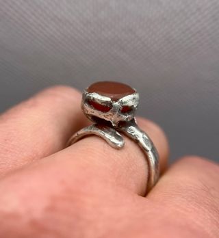 Anello Argento 925 Stile Antico con Opale di Fuoco