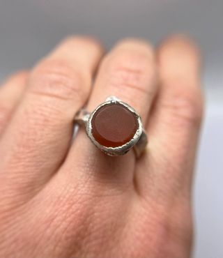 Anello Argento 925 Stile Antico con Opale di Fuoco