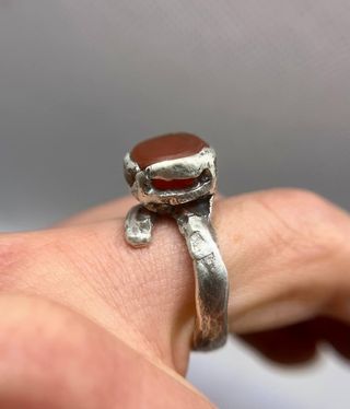 Anello Argento 925 Stile Antico con Opale di Fuoco