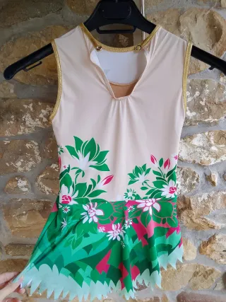 Maillot patinaje/gimnasia flores