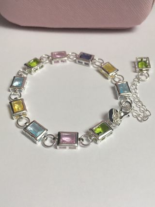 Pulsera Plata 925 con Piedras Multicolor