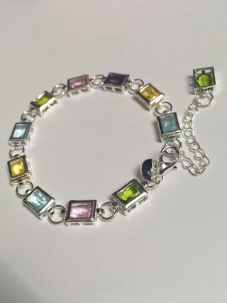 Pulsera Plata 925 con Piedras Multicolor