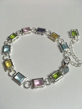 Pulsera Plata 925 con Piedras Multicolor