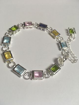 Pulsera Plata 925 con Piedras Multicolor