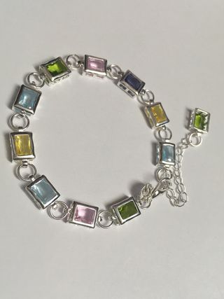 Pulsera Plata 925 con Piedras Multicolor