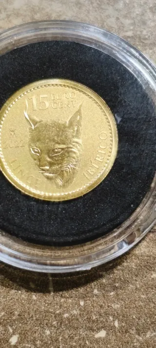Moneda 15 céntimos oro 24k Lince Ibérico 2022